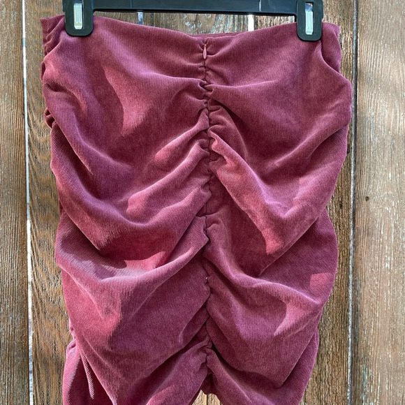 ZARA Women’s Pink Mauve Corduroy Ruched Mini Skirt Size Medium - Picture 4 of 9